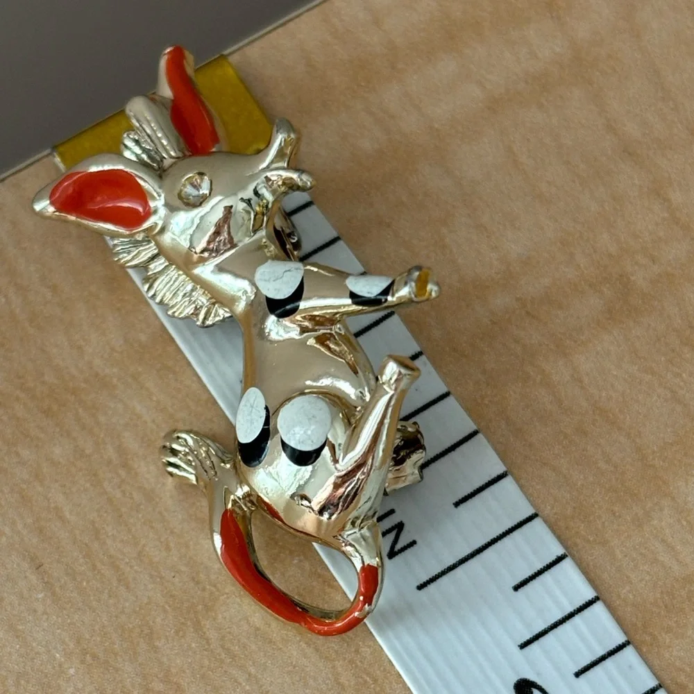 Silly donkey brooch pin/pink ears and tail/ gold tone/ pin closure works well